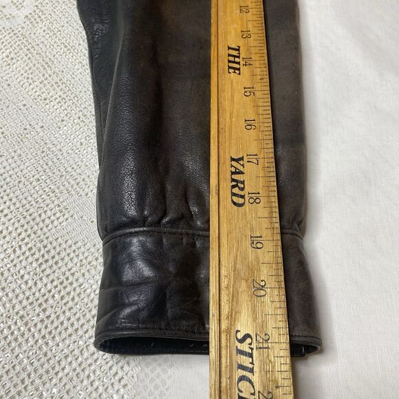 Vintage LUIS ALVEAR Bomber Jacket Distressed Leather Air Vents Mens L Dark Brown - Picture 11 of 11